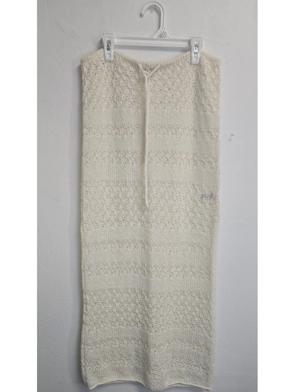 Wild Fable Women’s S Ivory Crochet Knit Maxi Skirt High Slit